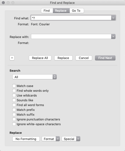 search and replace word for mac 2011
